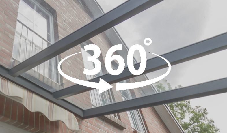 360 Grad Innenansicht Terrassendach aus Aluminium