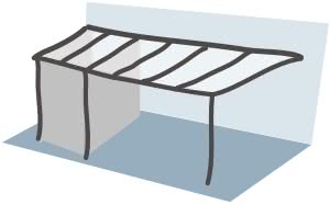 Terrassenüberdachung mit Abstellraum zum Anbau