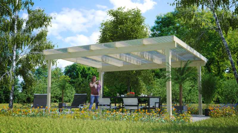 Freistehende Terrassenüberdachung aus Leimholz Freistehende Terrassenüberdachung aus Leimholz